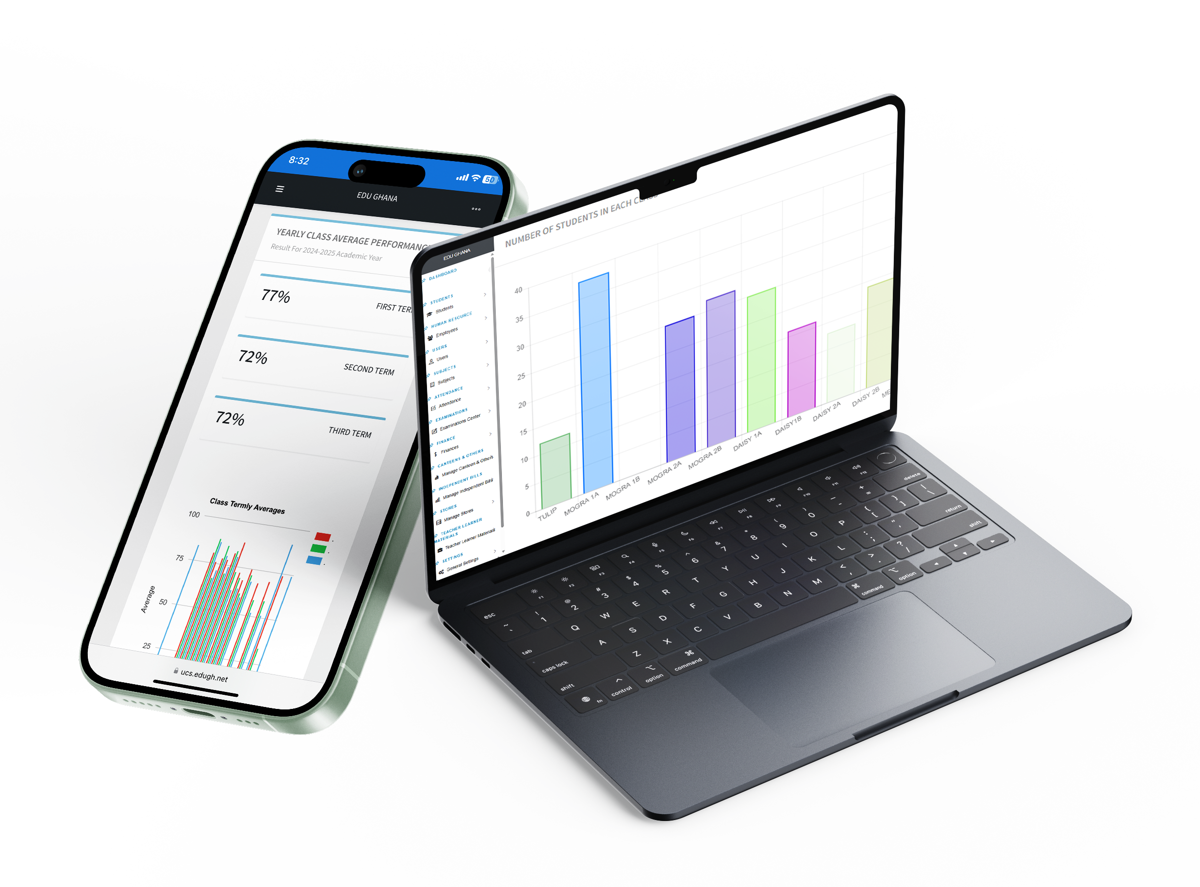EdMaster responsive design on desktop and mobile devices